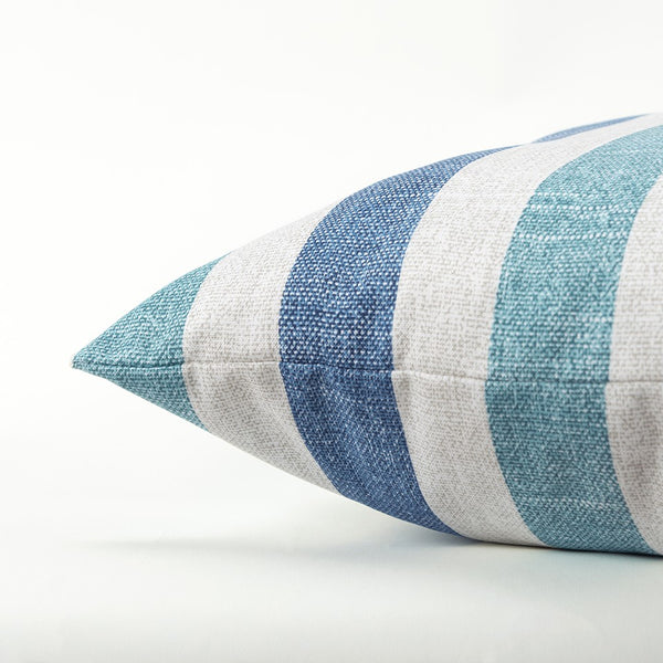 Blue White Distressed Stripe Indoor Outdoor Throw Pillow