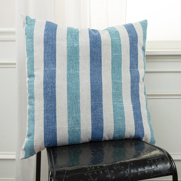 Blue White Distressed Stripe Indoor Outdoor Throw Pillow