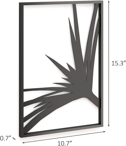 Minimalist Modern Black Metal Fan Palm Leaf Wall Art