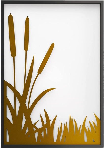 Set of Three Mod Black and Gold Metal Tropical Wall Art