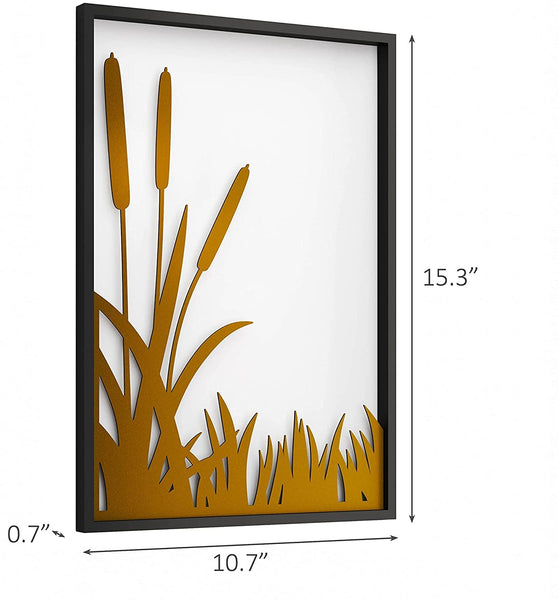 Set of Three Mod Black and Gold Metal Tropical Wall Art