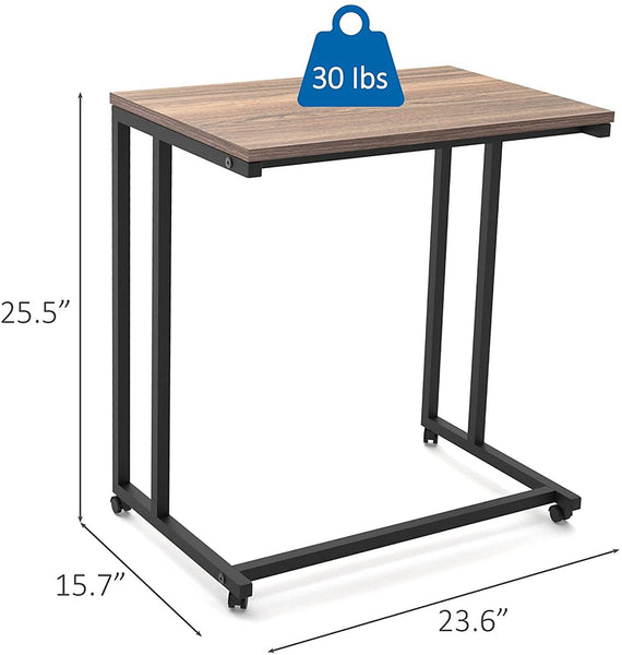 Mod Walnut and Black Rolling TV Snack Table