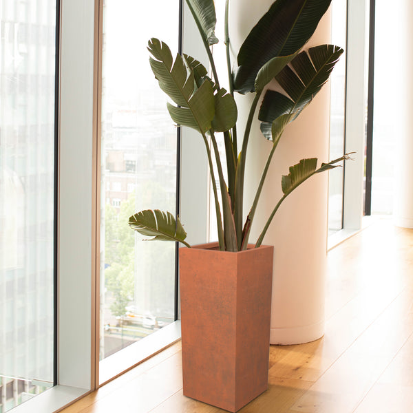 Mod Earthy Rust Color Tall Metal Planter Box