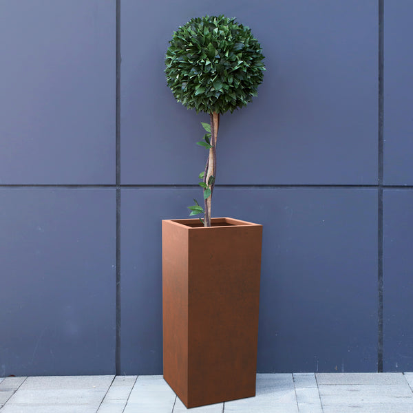 Mod Earthy Rust Color Tall Metal Planter Box