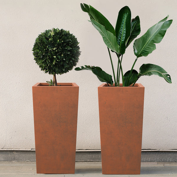 Mod Earthy Rust Color Tall Metal Planter Box