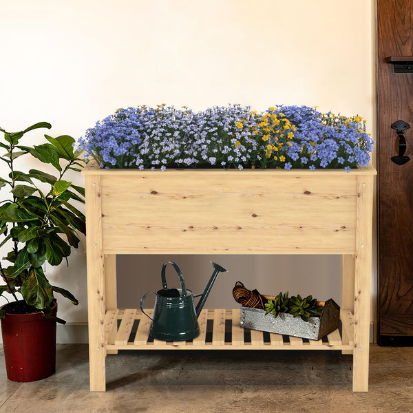 47" Natural Solid Wood Raised Garden Planter