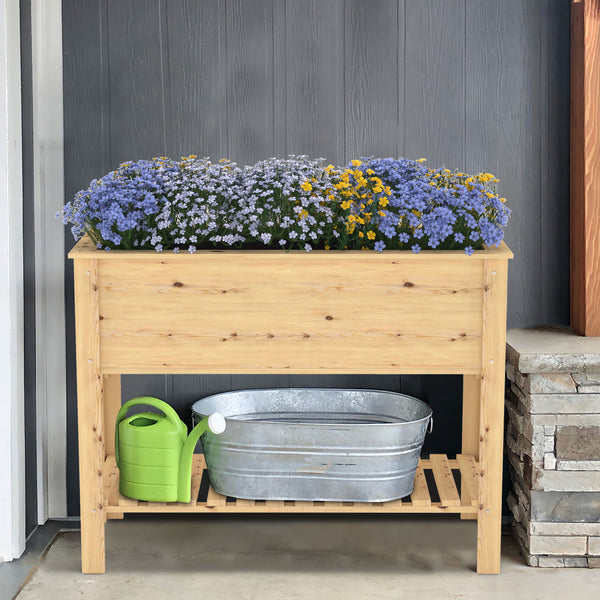 47" Natural Solid Wood Raised Garden Planter