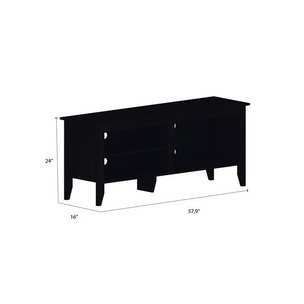 Modern Black TV Stand Open Media Cabinet