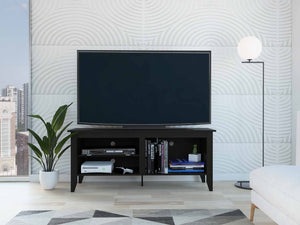 Modern Black TV Stand Open Media Cabinet