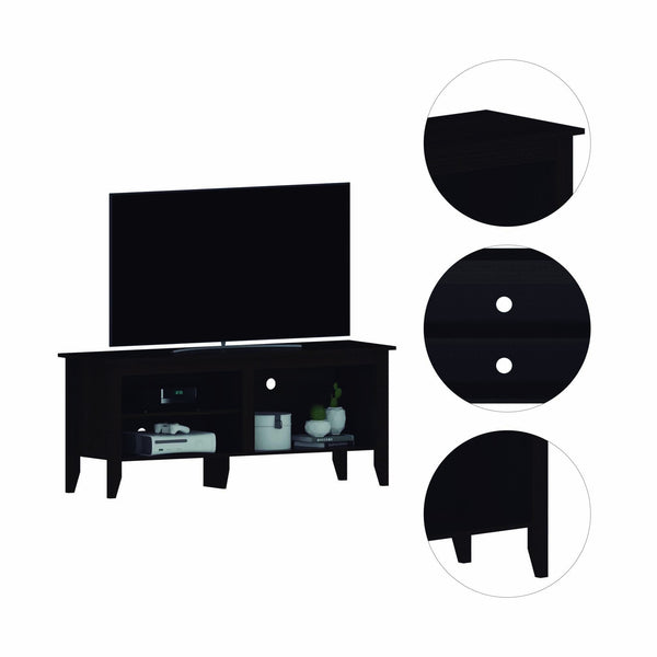 Modern Black TV Stand Open Media Cabinet