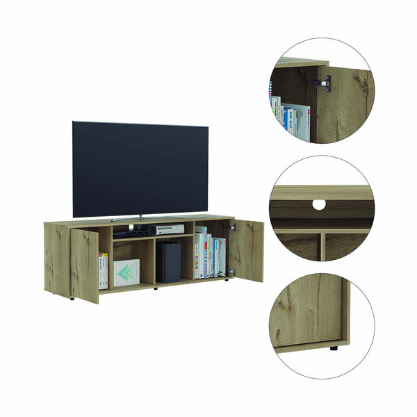 Rustic Natural TV Stand Media Center with Two Cabinets