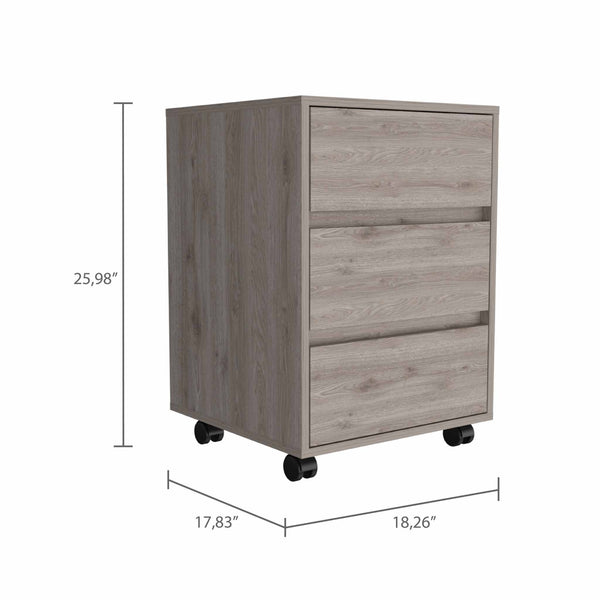 Light Gray Three Drawer Rolling Cabinet