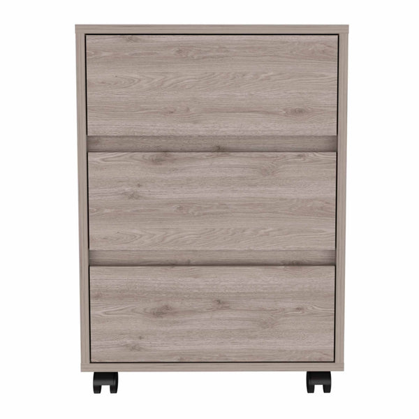 Light Gray Three Drawer Rolling Cabinet