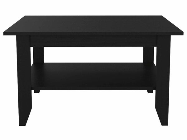 Modern Jet Black Coffee Table with Shelf