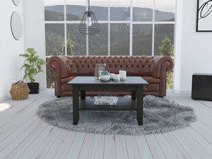 Modern Jet Black Coffee Table with Shelf