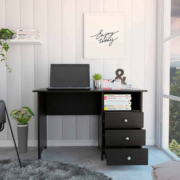 Nory Black Three Drawers Computer Desk