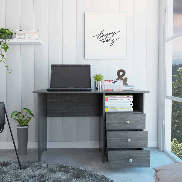 Nory Gray Oak Three Drawers Computer Desk