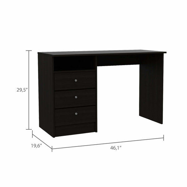 Torino Black Three Drawer Computer Desk