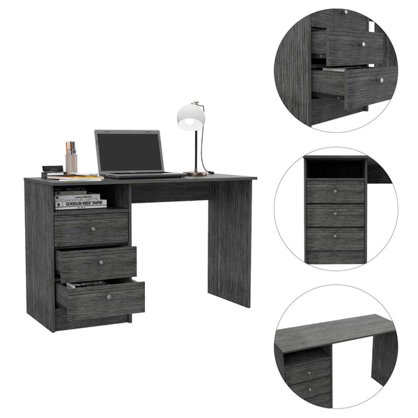 Torino Gray Oak Three Drawer Computer Desk