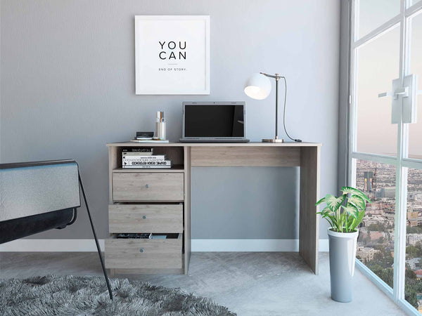 Torino Light Gray Three Drawer Computer Desk