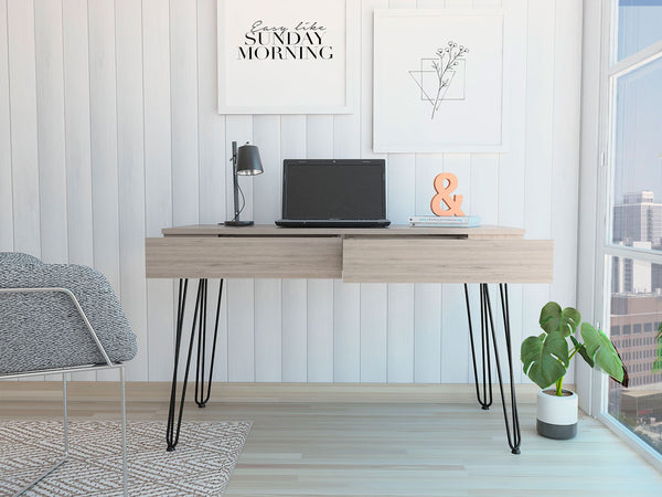 Roxy Light Gray Computer Desk with Two Drawers