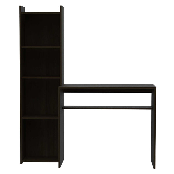 Mod Black Computer Desk with Open Bookcase