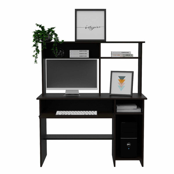 Brion Black Computer Desk with Hutch