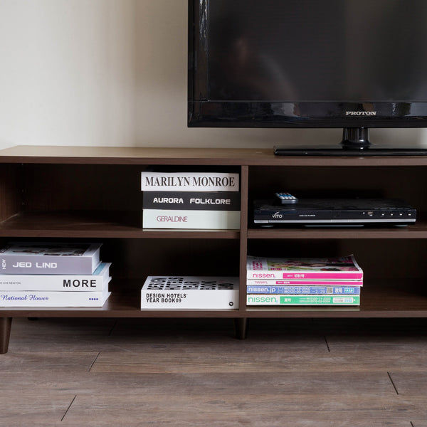 Classic Dark Brown Finish Open TV Stand