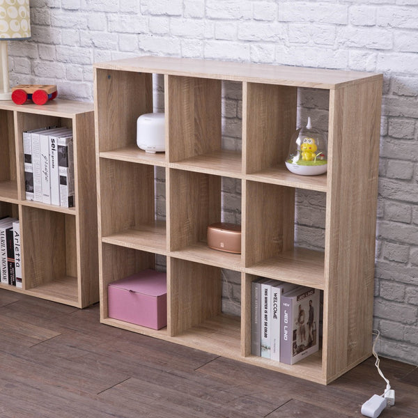 Classic Natural Finish Nine Cubby Bookcase