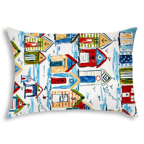 Blue Beach House Indoor Outdoor Sewn Lumbar Pillow