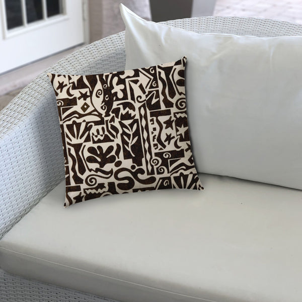 Black Modern Indoor Outdoor Sewn Lumbar Pillow