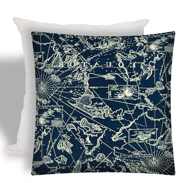 17” Navy Nautical Indoor Outdoor Zippered Pillow