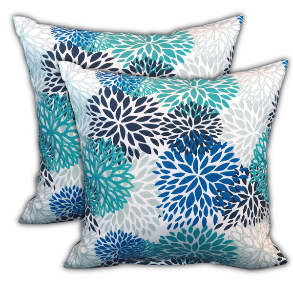 Set of 3 Seafoam Blooms Indoor Outdoor Sewn Pillows