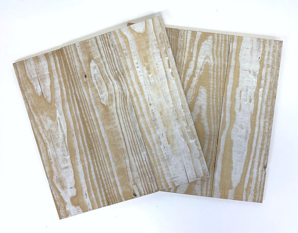 Set of Two Whitewash and Natural Wood Wall Art Hanging Panels