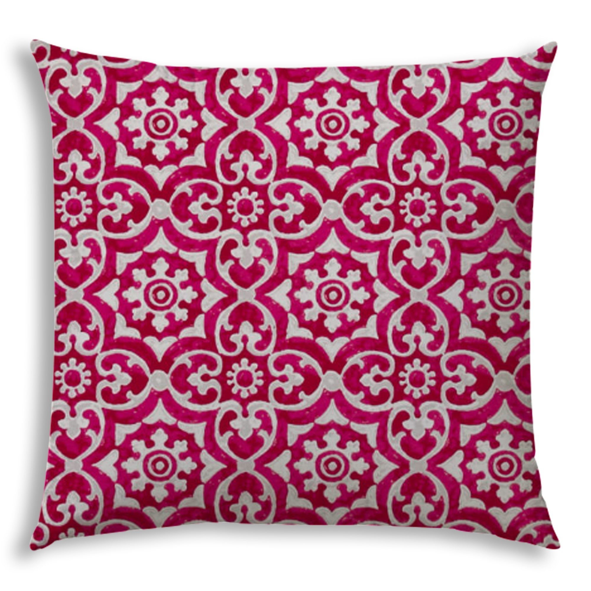 20” Pink Medallion Indoor Outdoor Sewn Throw Pillow