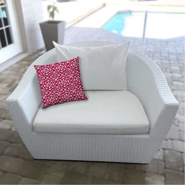 20” Pink Medallion Indoor Outdoor Sewn Throw Pillow