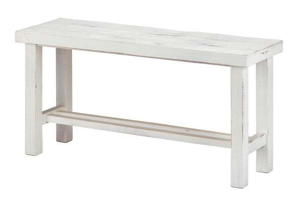 36" Rustic White Distressed Bench