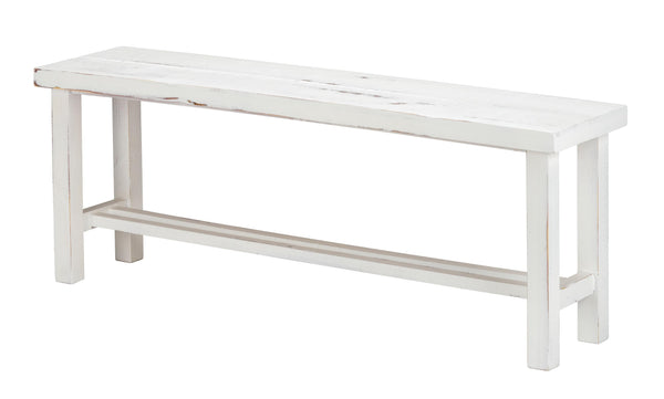 48" Rustic White Distressed Bench