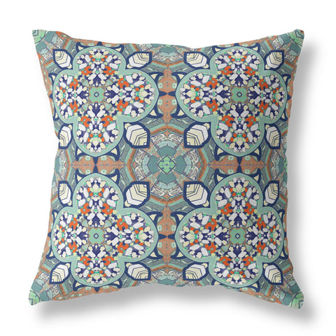 16” Green Orange Cloverleaf Indoor Outdoor Zippered Throw Pillow