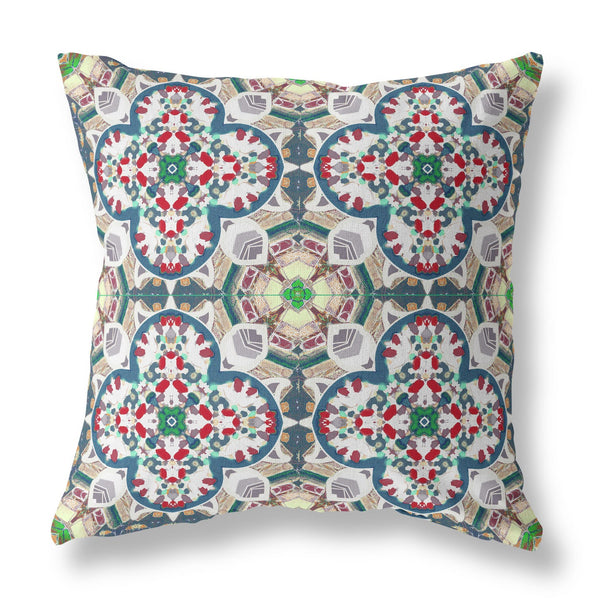 16” Green White Cloverleaf Indoor Outdoor Zippered Throw Pillow