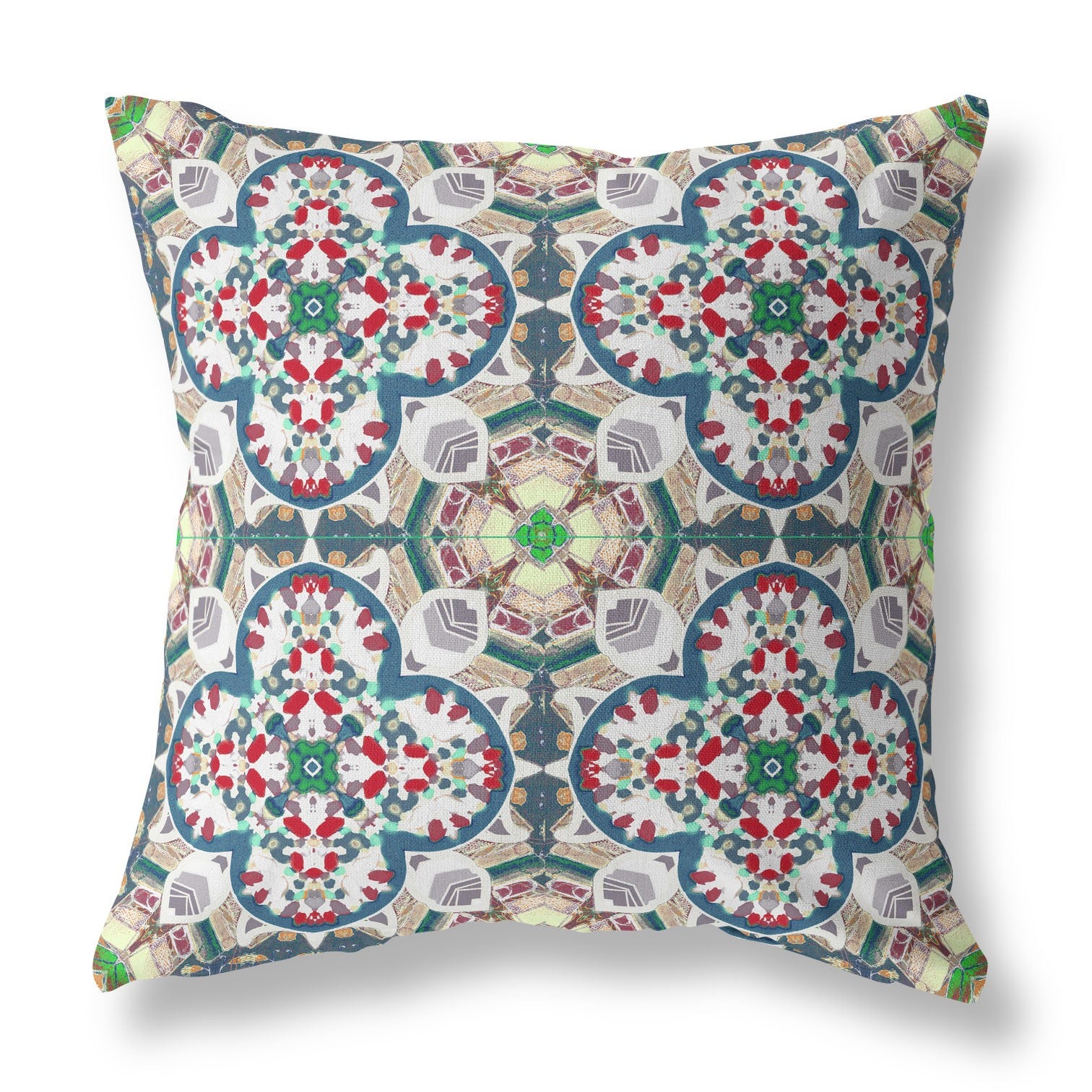 18” Green White Cloverleaf Indoor Outdoor Zippered Throw Pillow