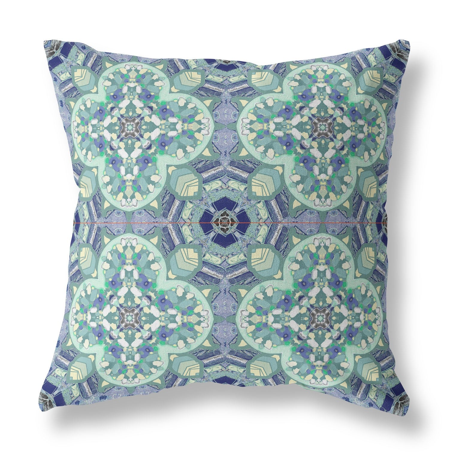 18” Aqua Blue Cloverleaf Indoor Outdoor Zippered Throw Pillow