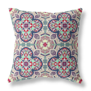 20” Mauve Blue Cloverleaf Indoor Outdoor Zippered Throw Pillow