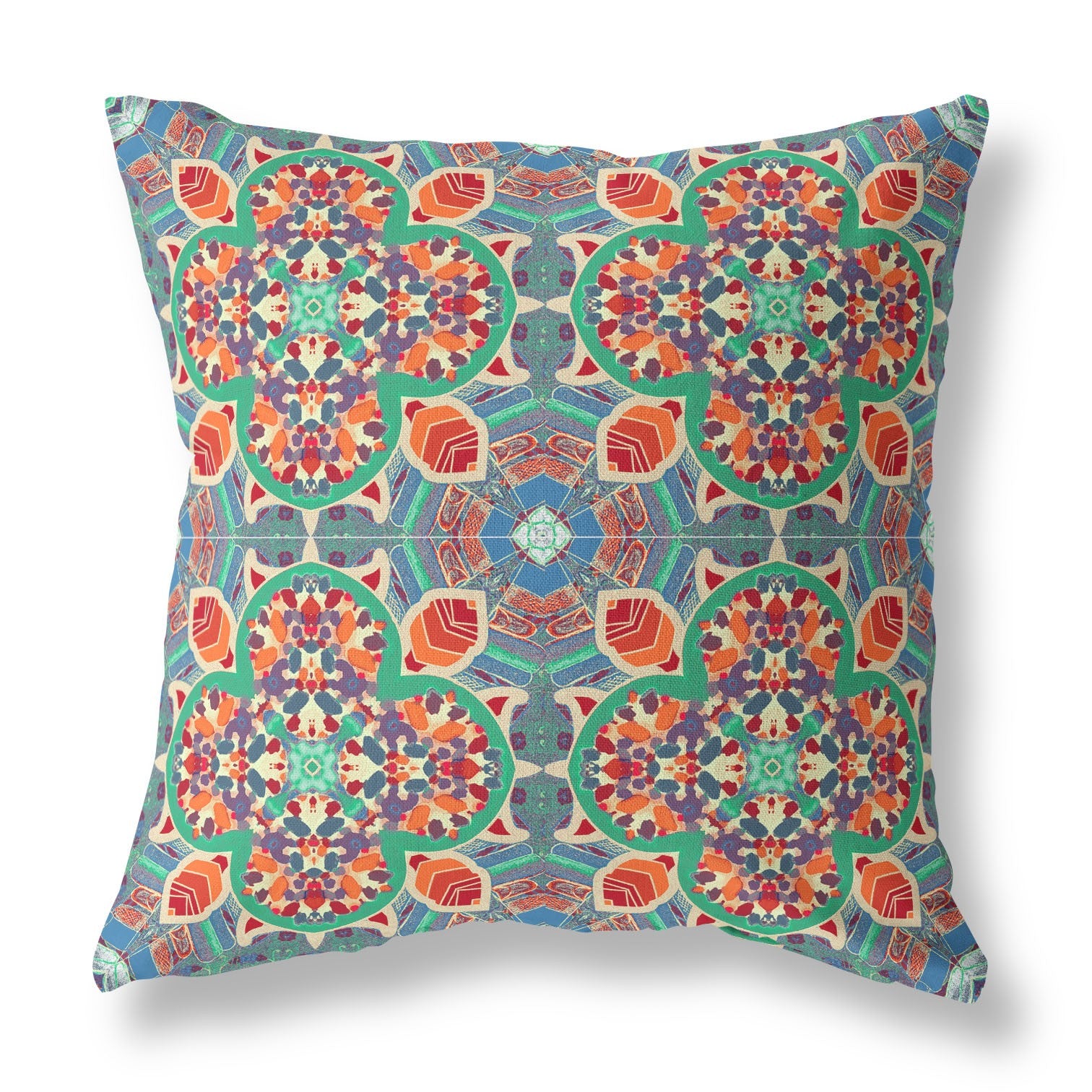 16” Orange Green Cloverleaf Indoor Outdoor Zippered Throw Pillow