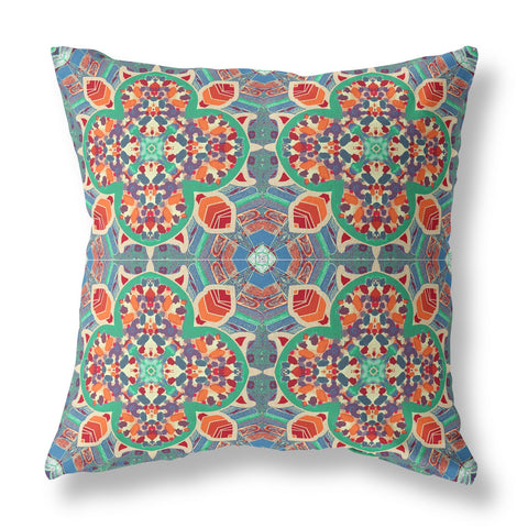 18” Orange Green Cloverleaf Indoor Outdoor Zippered Throw Pillow