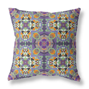 16” Purple Orange Cloverleaf Indoor Outdoor Throw Pillow