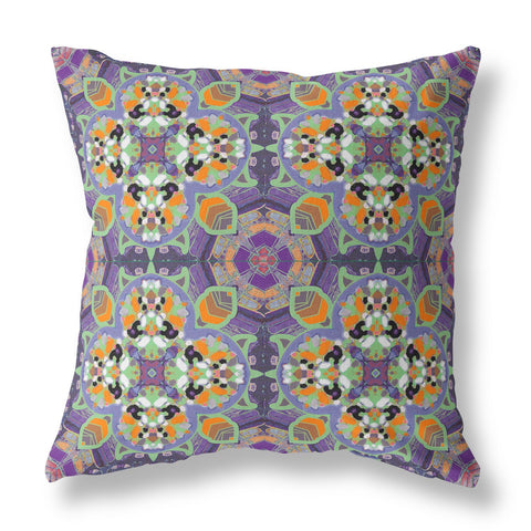 18” Purple Orange Cloverleaf Indoor Outdoor Throw Pillow