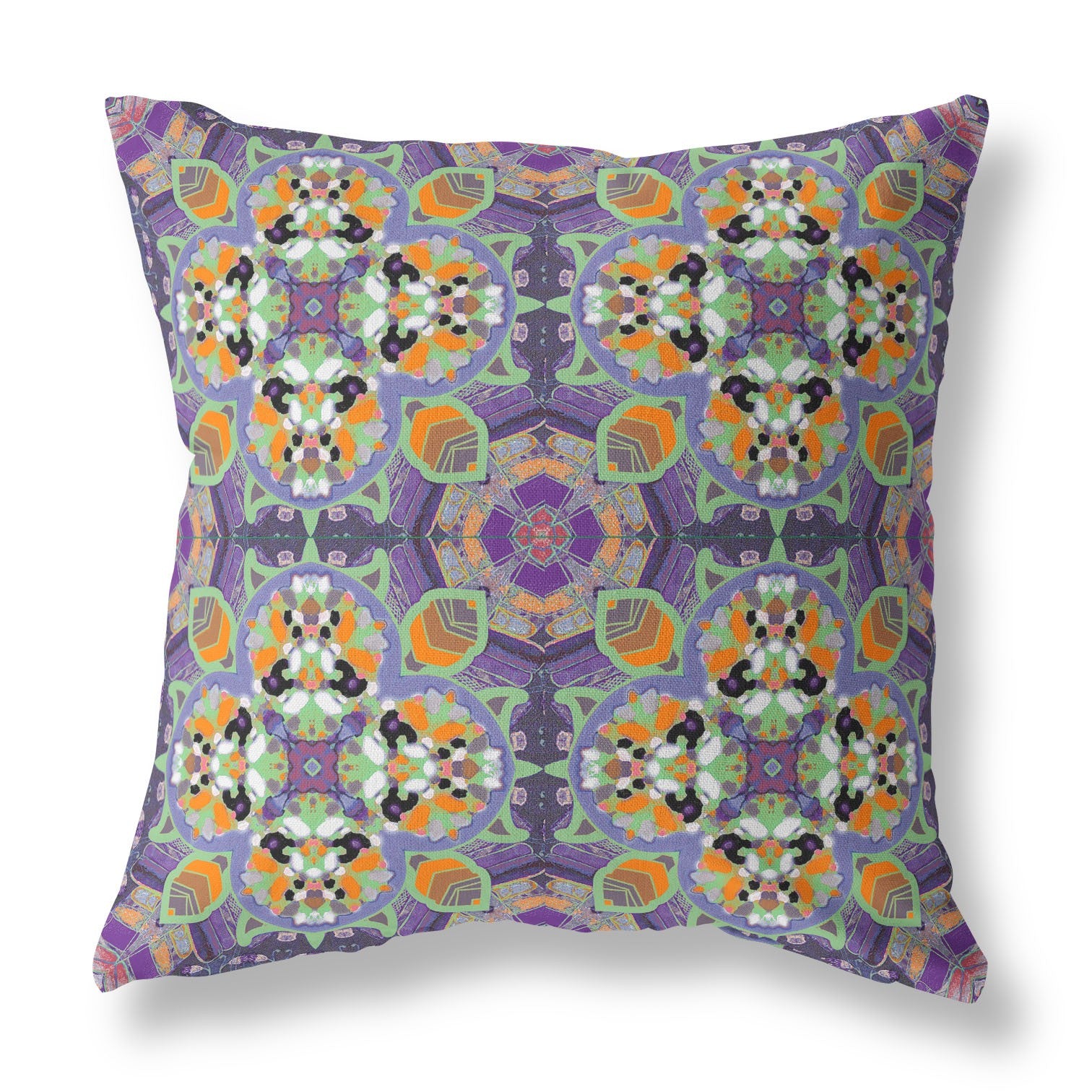 26” Purple Orange Cloverleaf Indoor Outdoor Throw Pillow