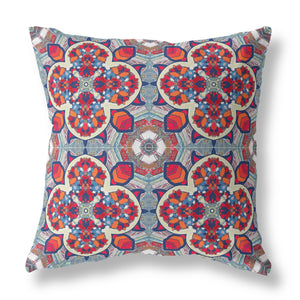 18” Red Blue Cloverleaf Indoor Outdoor Zippered Throw Pillow