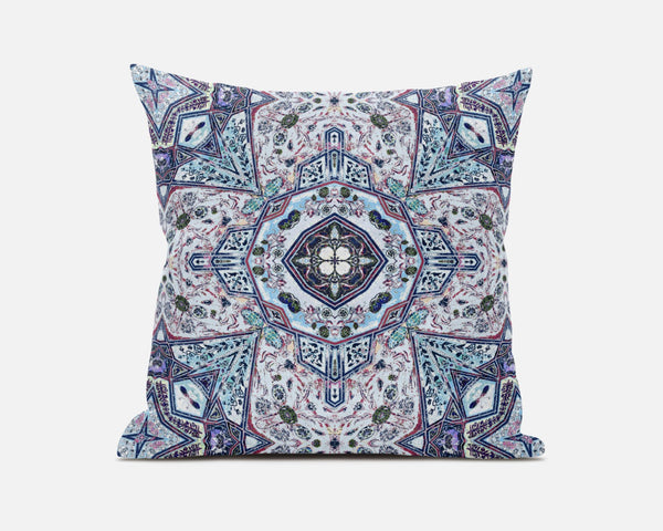 20” Blue Gray Floral Boho Zippered Suede Throw Pillow